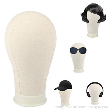Hot sale 21" 22" 23" 24" wooden canvas block cork canvas mannequin head for hair extension